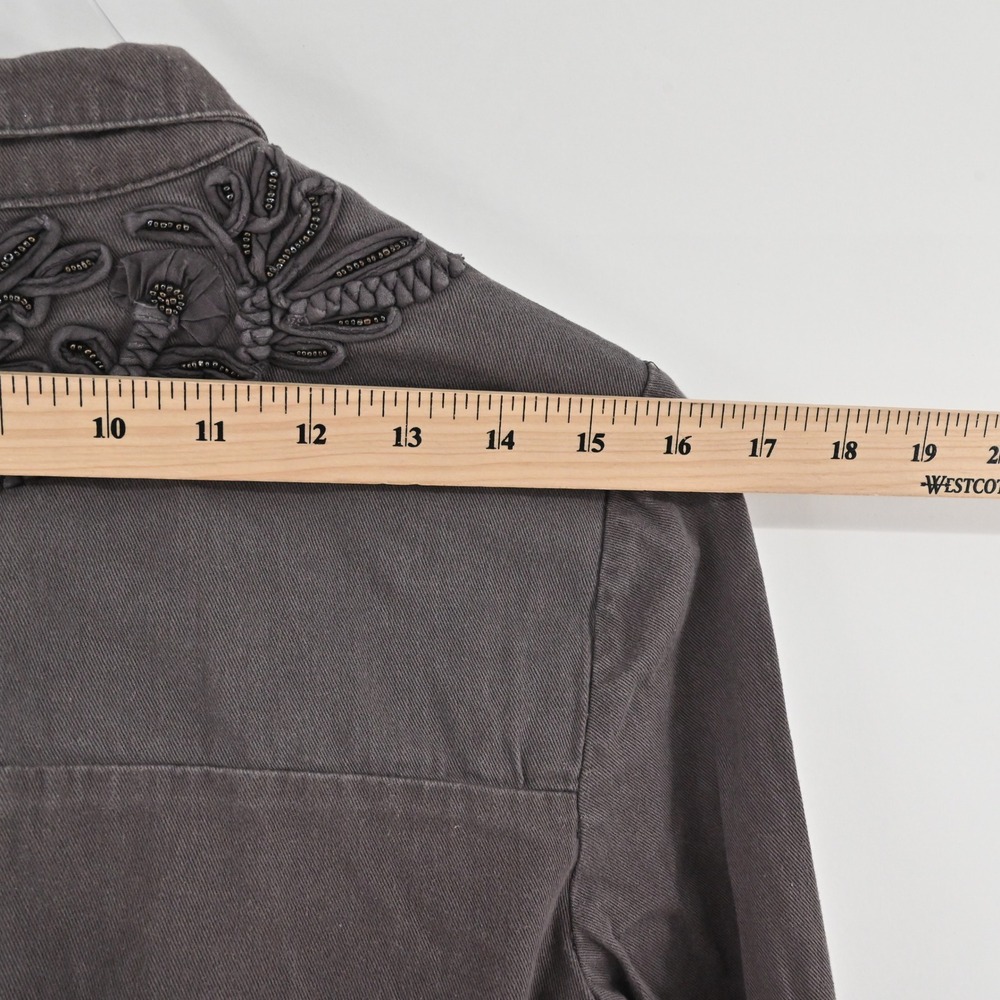 Anthropologie Love Sam Travis Jacket Womens Size XS Military Brown Embellished - Picture 6 of 14